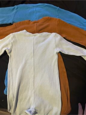 Old Navy Waffle-Knit Baby Henley Romper — Rust/Cream/Blue Bundle 6-12 months